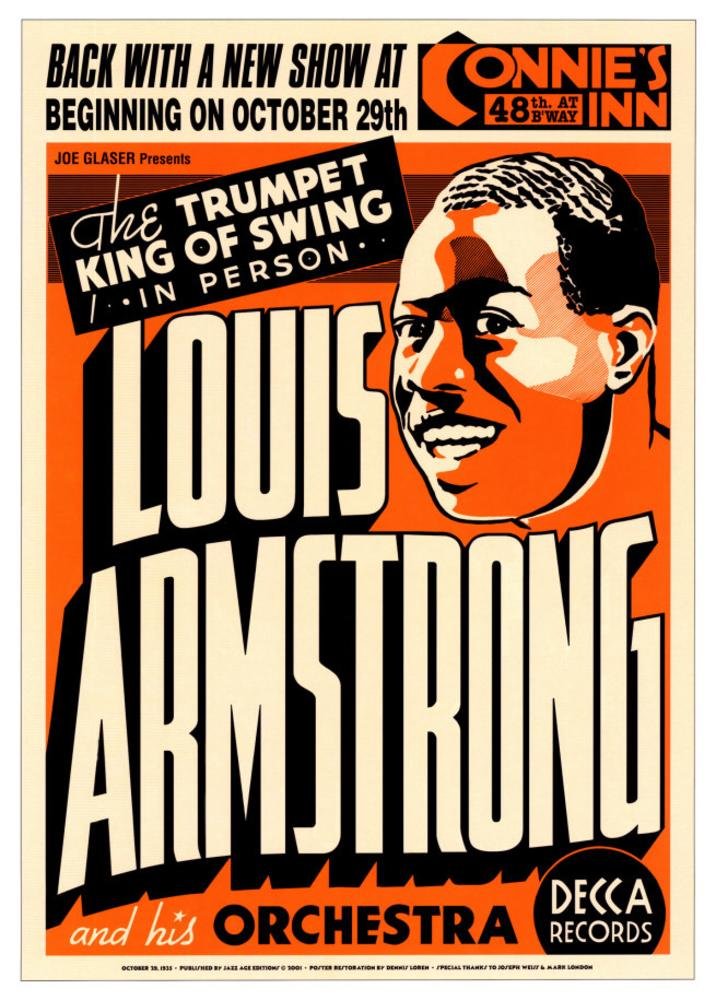 (17x24) Louis Armstrong & his Orchestra (Concert Flyer) Music Poster
