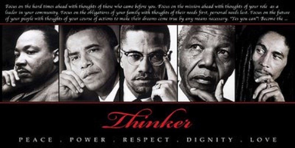 Thinker: Peace, Power, Respect (ML King, Obama, Malcom X) Art Print Poster 18x36