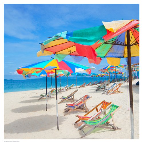 Mosin Parasols on a Tropic Isle Art Print 18 x 18in