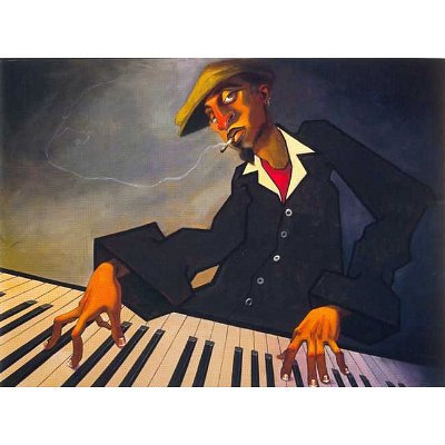 (26x34) Piano Man II Justin BUA art print POSTER urban NYC RARE