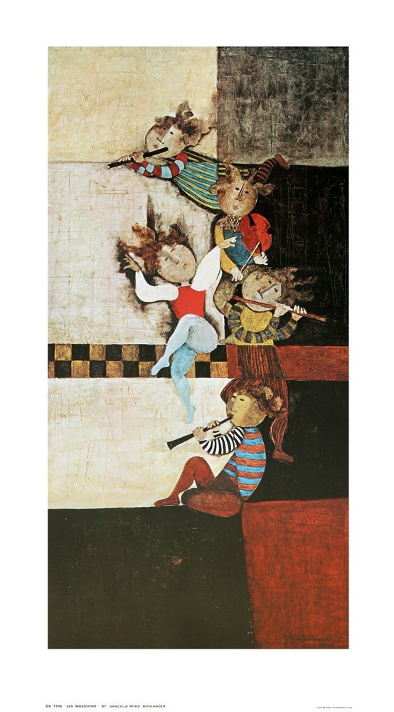 Musicians (Les Musicienc) by Graciela Rodo Boulanger Playing Music Fine Art Print Poster (20 3/8 x 36 3/4")