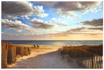 Sunset Beach Art Poster Print by Daniel Pollera, 37x25