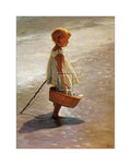 Young Girl on a Beach by I. Davidi - 20 x 16 inches - Fine Art Print / Poster