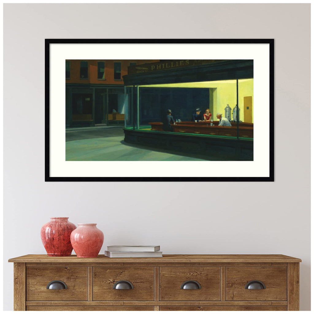 Amanti Art Wood Framed Wall Art Print Nighthawks 1942 by Edward Hopper