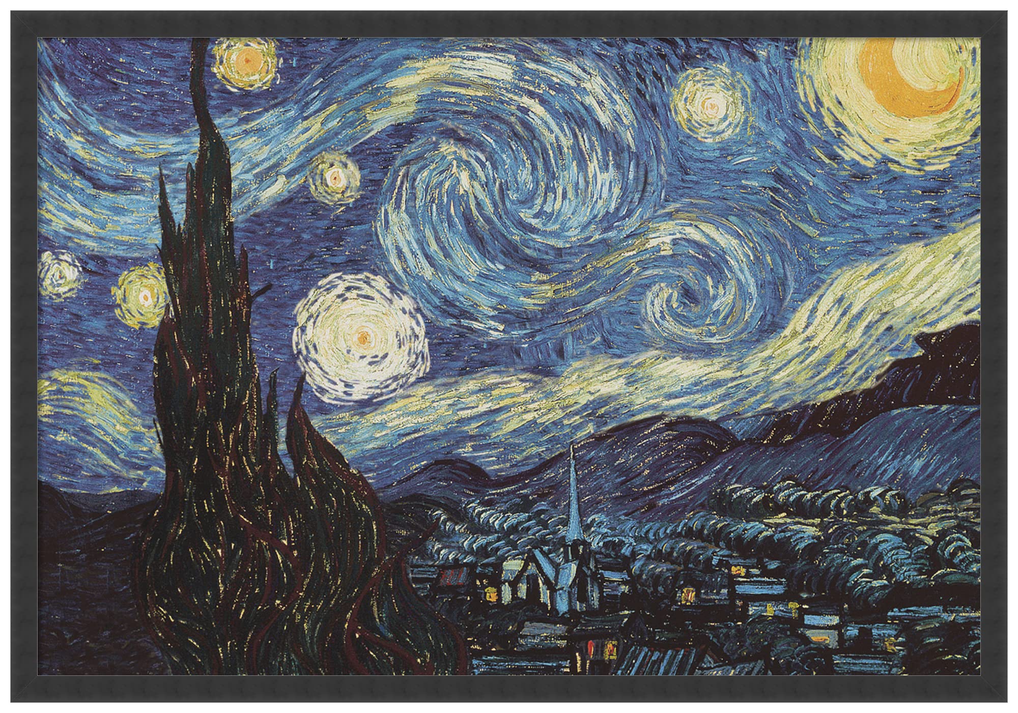 Framed Art Print, 'The Starry Night, June 1889' by Vincent van Gogh: Outer Size 37 x 25"