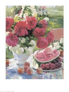 Snowballs and Peonies: Don Ricks. 24.00 inches by 32.00 inches. Art Print Poster
