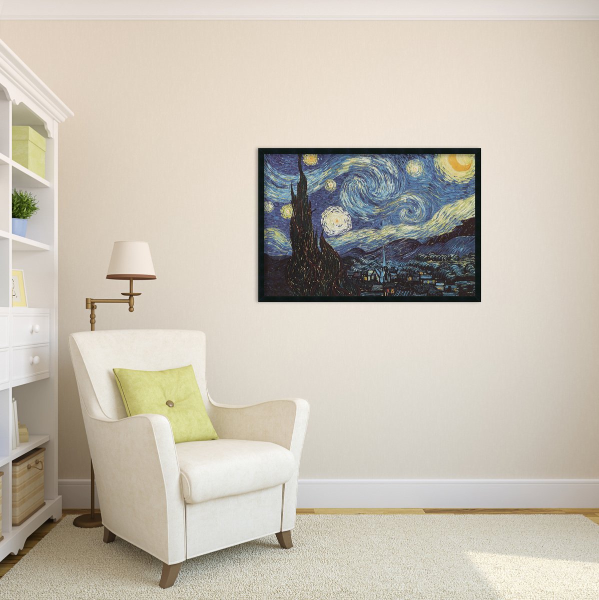 Framed Art Print, 'The Starry Night, June 1889' by Vincent van Gogh: Outer Size 37 x 25"