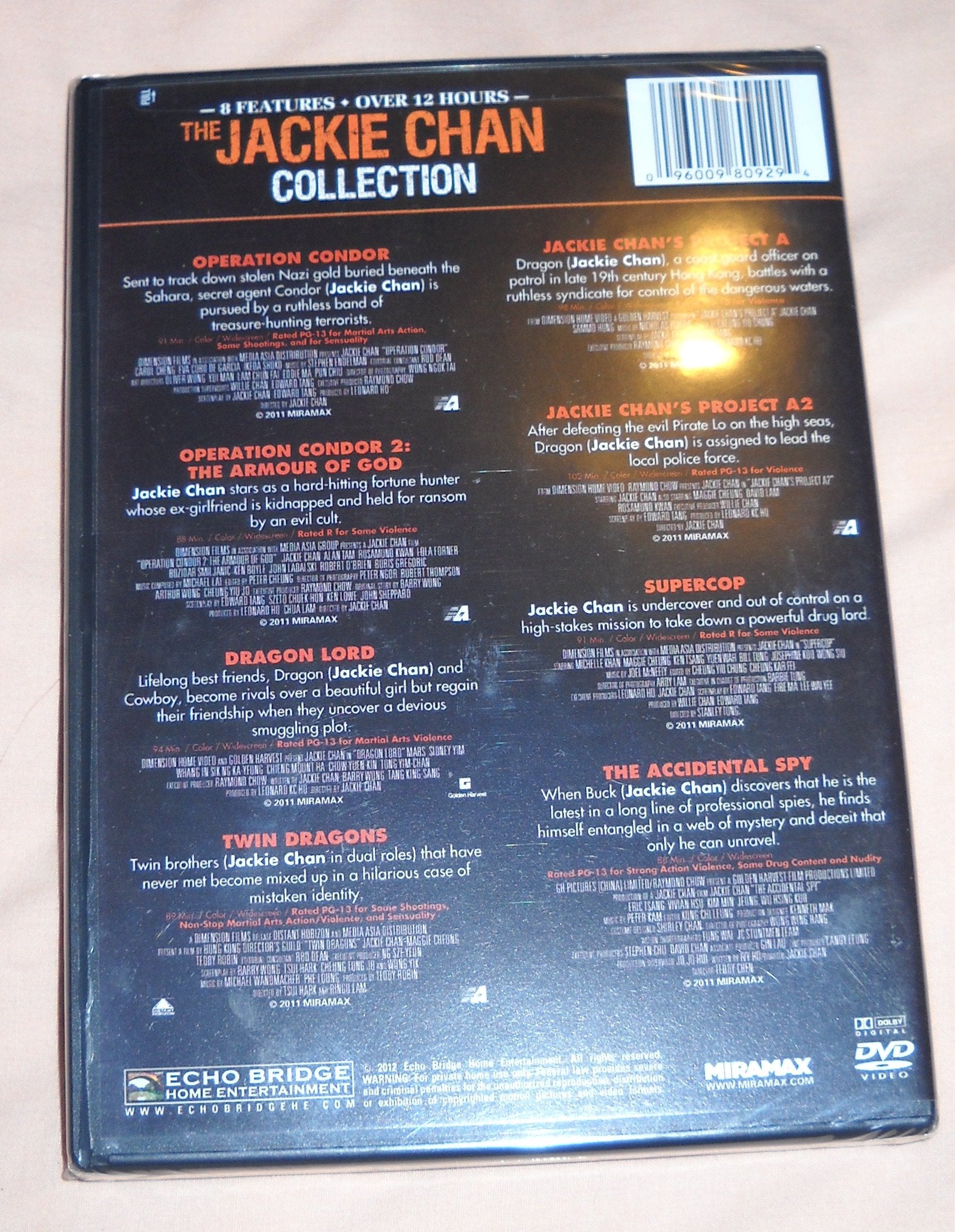 Jackie Chan (Operation Condor / Operation Condor 2: The Armour of the Gods / Dragon Lord / Twin Dragons / Project A / Project A2 / Supercop / The Accidental Spy) (Eight-Pack)