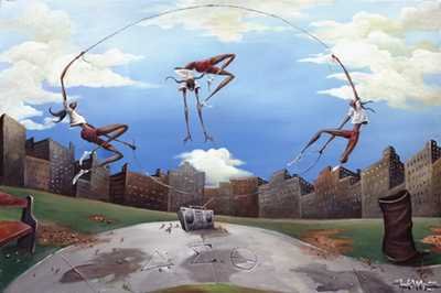 Jumping With The Deltas by Frank Morrison. Size: 34 inches width by 24 inches height. Best Quality Art Print Poster.