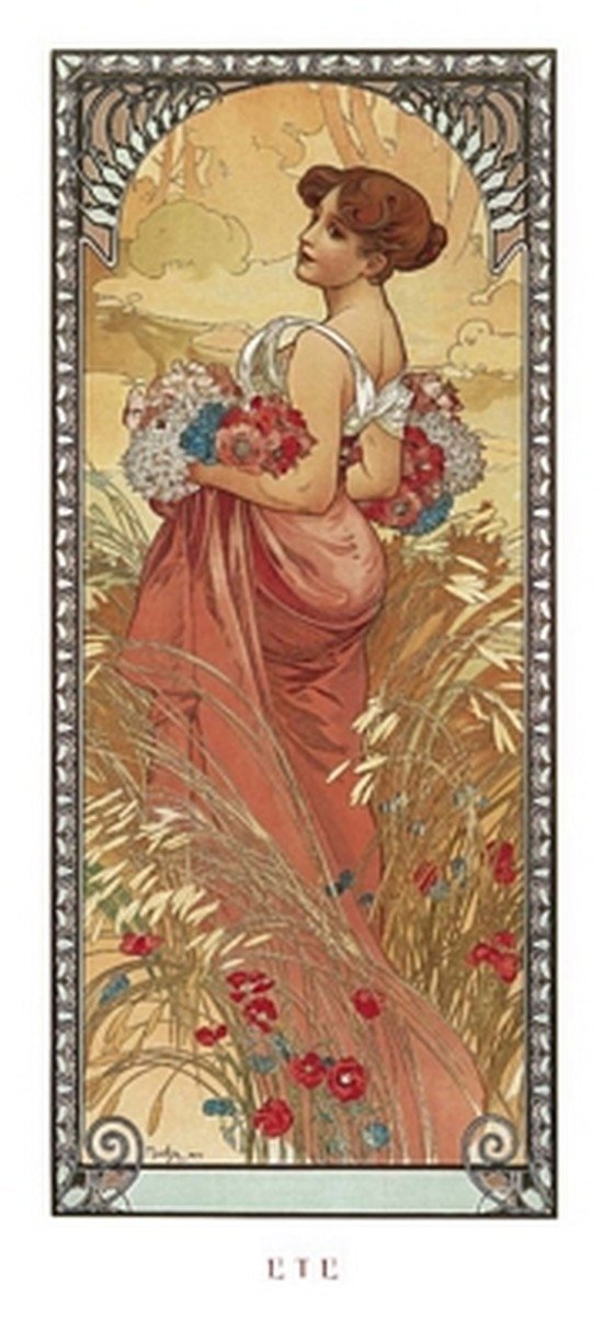 Ete, 1900 by Alphonse Mucha - 19 3/4 x 9 inches - Fine Art Print / Poster