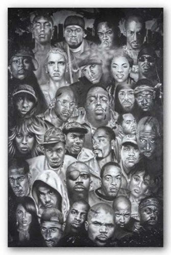 Hip Hop Montage by Herbert Beyer 36"x24" Art Print Poster African-American