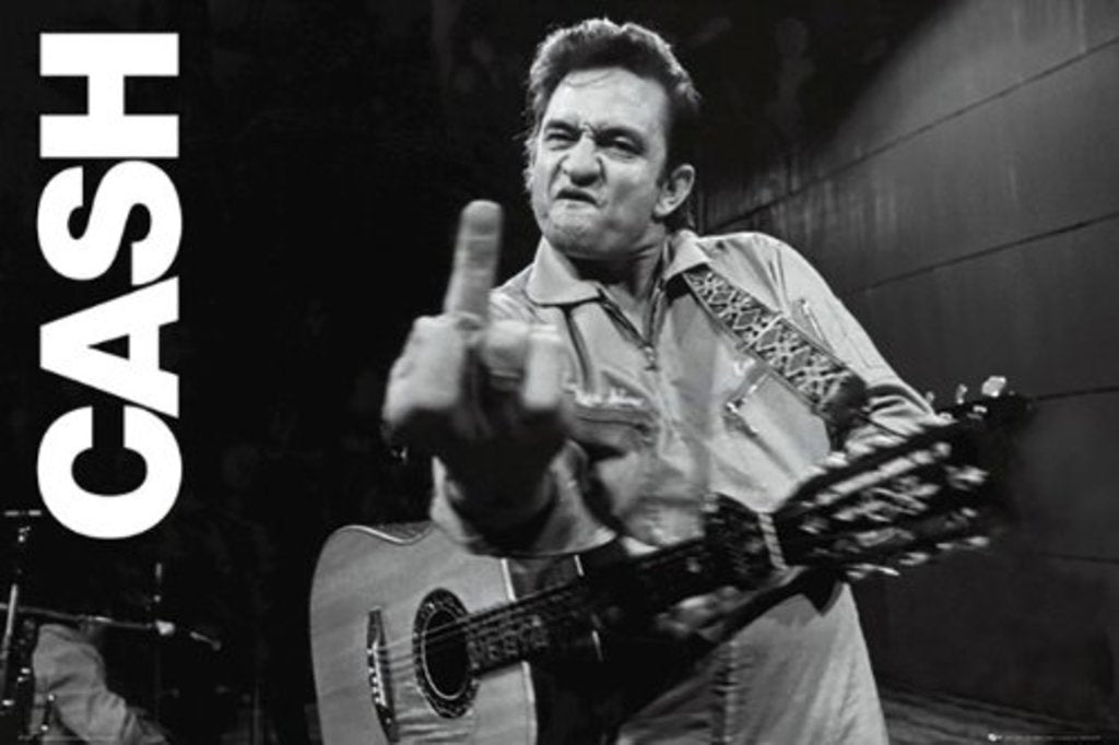 Bruce Teleky Johnny Cash, San Quentin Finger'' - Poster by Jim Marshall (36x24)