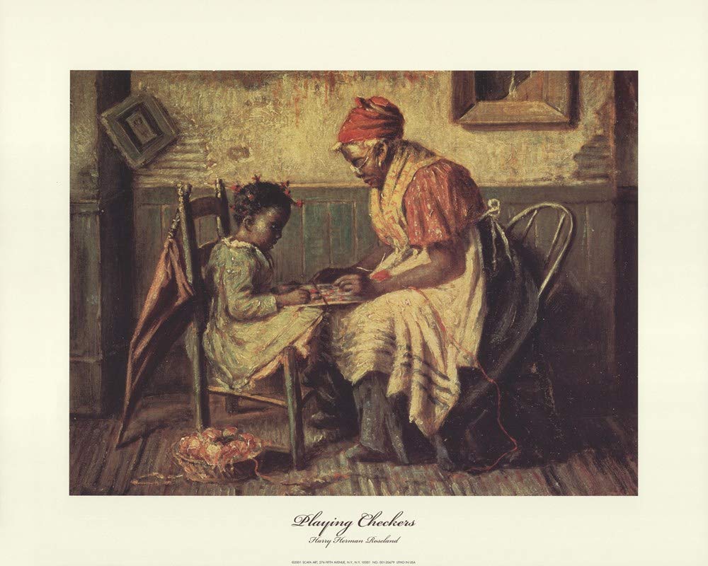 Playing Checkers by Harry Roseland Art Print, 20 x 16 inches