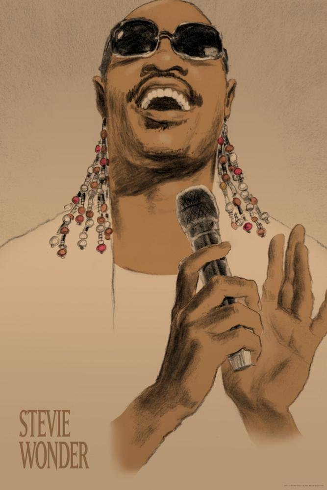 Stevie Wonder by Clifford Faust 18"x12" Art Print Poster