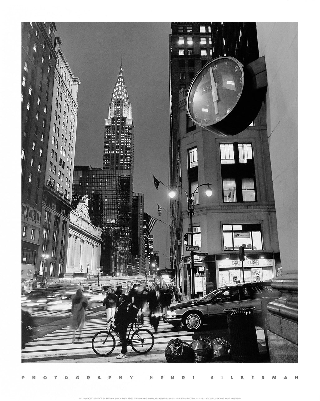 Bruce Teleky Chrysler Clock, Madison Ave, New York City by Henri Silberman Photo Print Poster (Choose Size, Print or Frame)