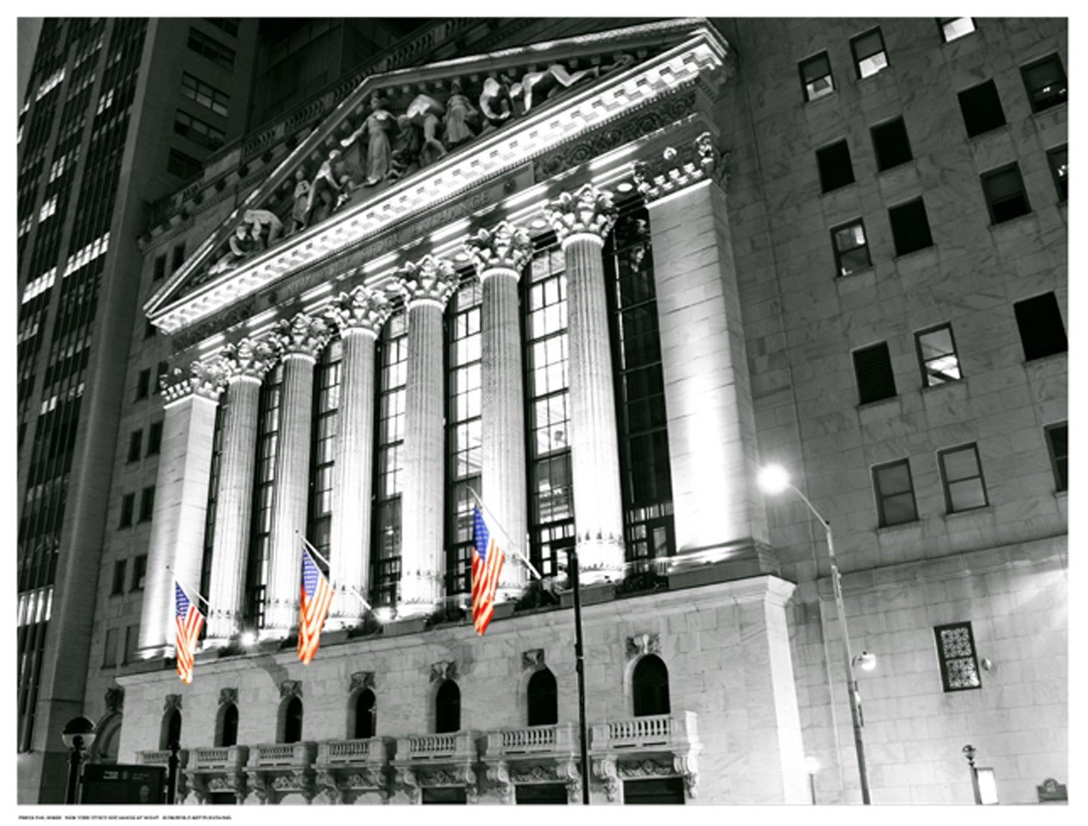 New York Stock Exchange at Night Poster Print by Phil Maier (19 x 14)