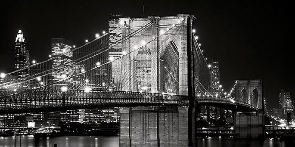Barewalls Brooklyn Bridge at Night, Art Poster by Jet Lowe