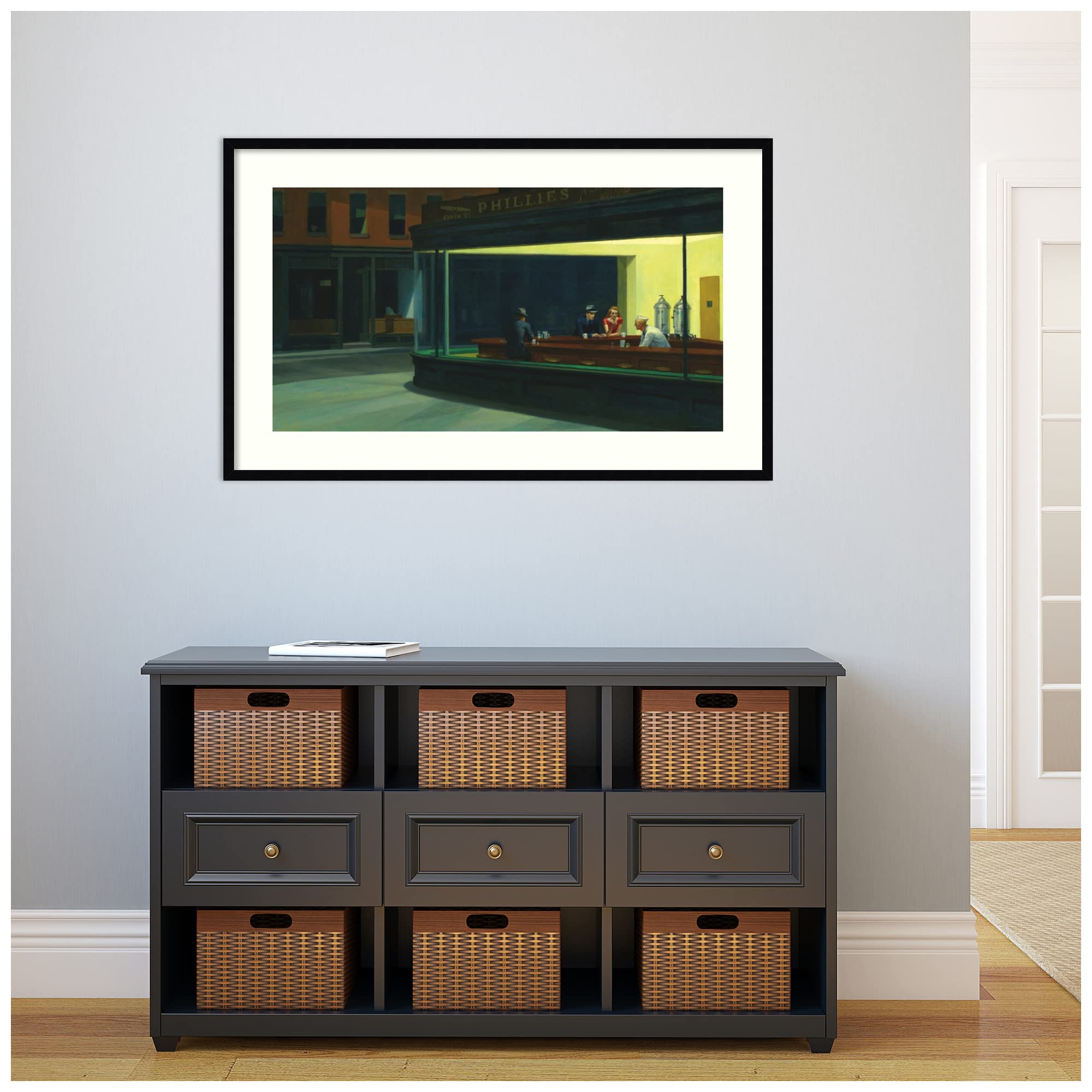 Amanti Art Wood Framed Wall Art Print Nighthawks 1942 by Edward Hopper
