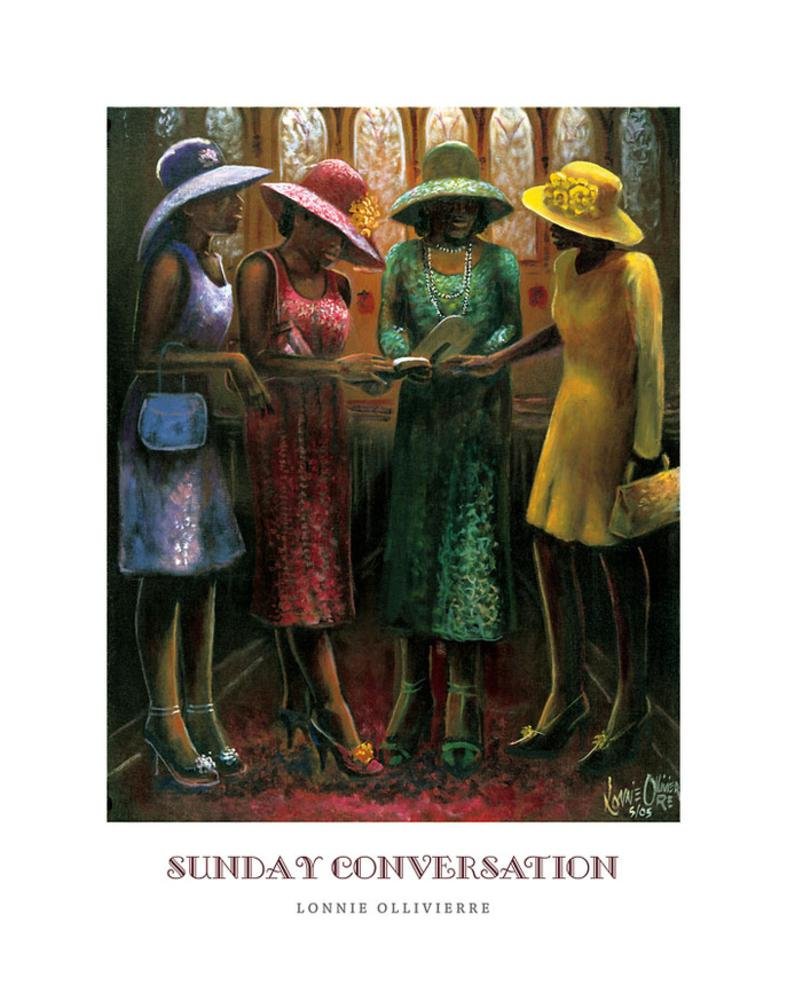 Sunday Conversation Art Print by Lonnie Ollivierre 22 x 28in