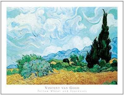 Yellow Wheat and Cypresses - Poster by Vincent Van Gogh (32 x 24)