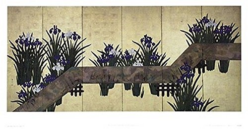Iris by Plank Bridge by Suzuki Motonaga Kiitsu - 18 1/2 x 35 inches - Fine Art Print / Poster