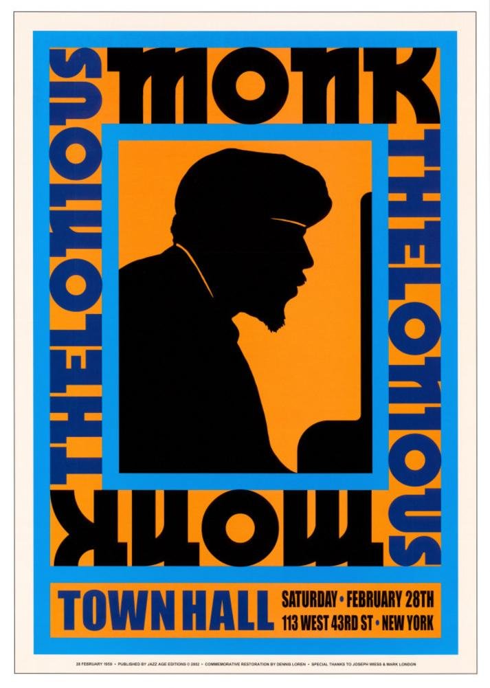 Thelonius Monk at Town Hall, New York City, 1959 Art Print by Dennis Loren 17 x 24in