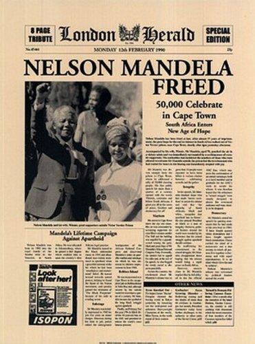Nelson Mandela Freed by London Herald - 16 x 12 inches - Fine Art Print / Poster