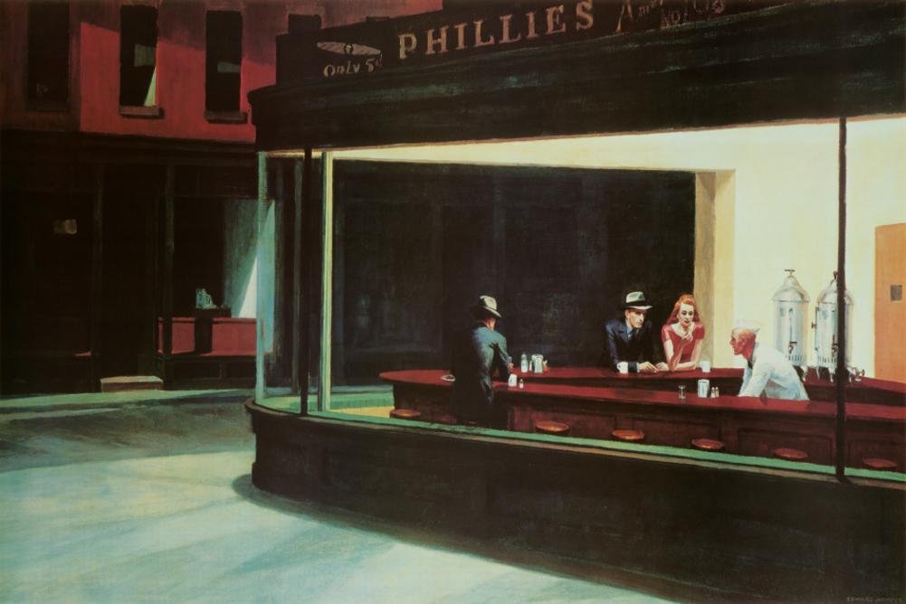 BUY ART FOR LESS Officially Licensed Nighthawks C.1942 by Edward Hopper 36 x 24 Inch Art Print Poster - Decorative Print - Poster Paper - Ready to Frame