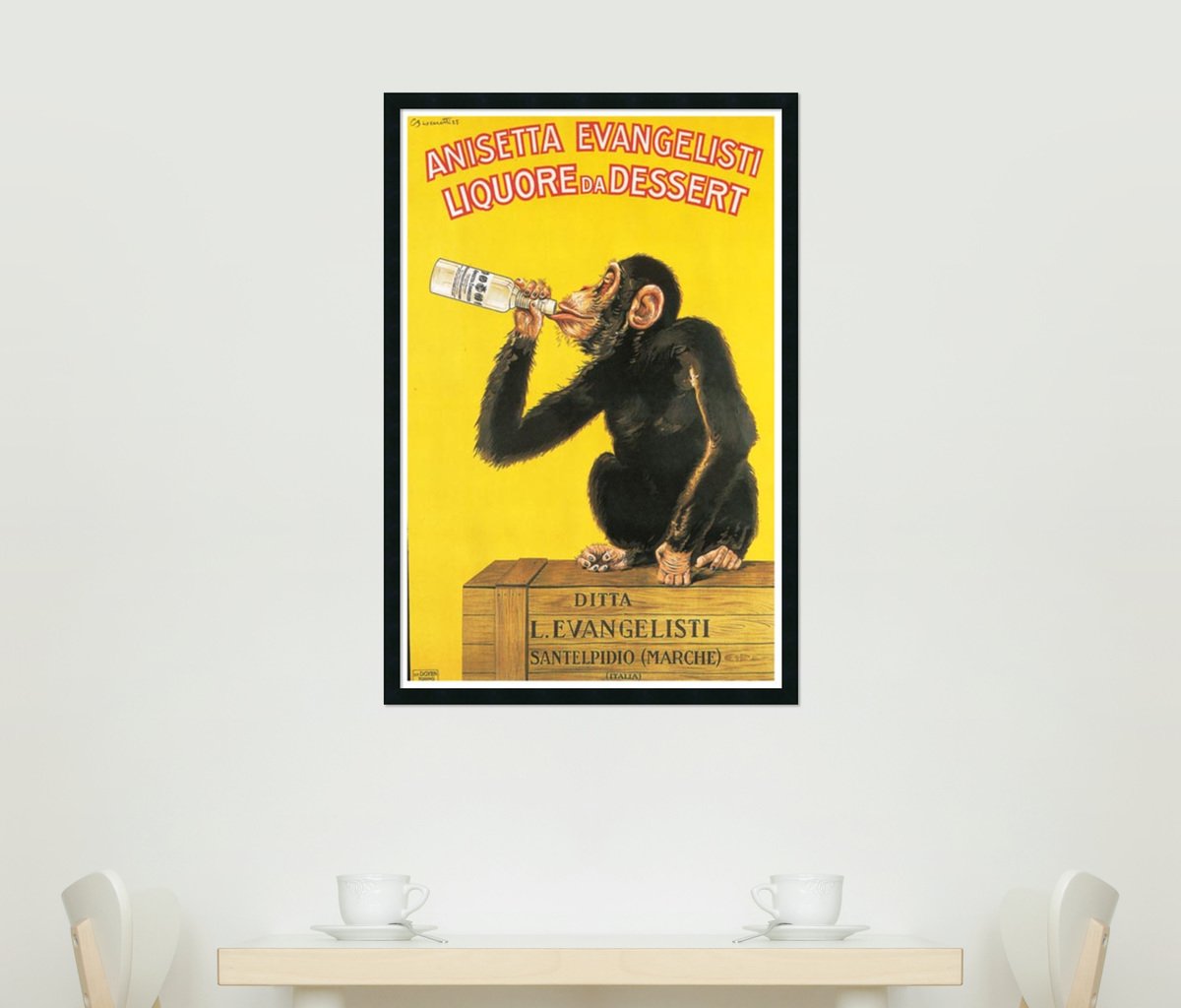 Framed Art Print, 'Anisetta Evangelisti Liquore da Dessert (ca. 1925)' by Carlo Biscaretti: Outer Size 25 x 37"