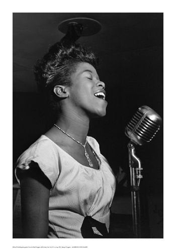 Bruce Teleky Sarah Vaughan at Microphone by William Gottlieb 18"x12" Art Print Poster