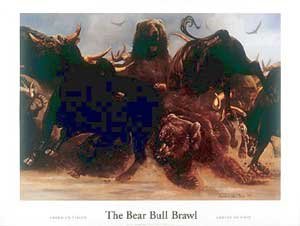 Bear Bull Brawl, The Art Print Poster