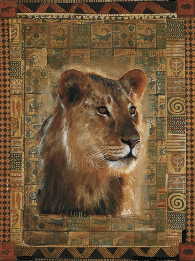 (16x20) Rob Hefferan Lion Metallic Foil Art Print Poster