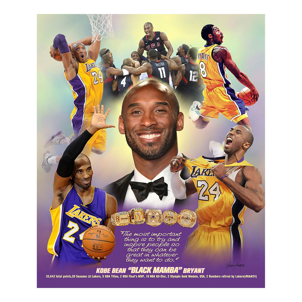 Bruce Teleky Kobe Bryant Memorabilia LA Lakers NBA Basketball Star (Choose Size, Print or Frame)