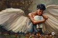 This Too Shall Pass - Poster by Henry Lee Battle African American Angel, Overall Size: 36x24, Image Size: 34x22