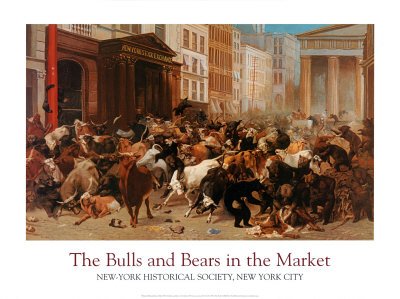 The Bulls and Bears in the Market Art Poster Print by William Holbrook Overall Size: 36x27 Image Size: 19.5x31.25