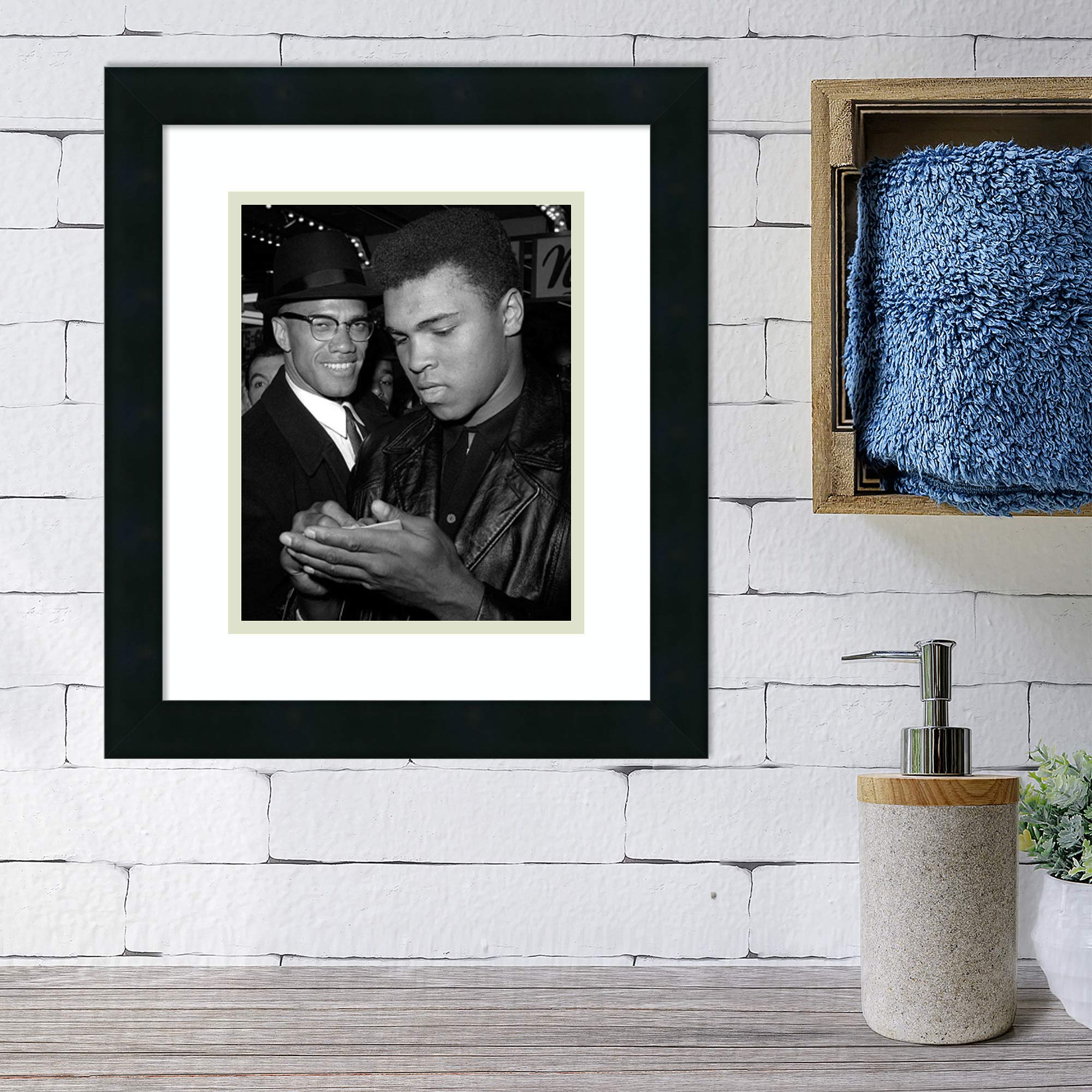 Framed Wall Art Print Muhammad Ali and Malcolm X, NYC, March 1, 1964 by McMahan Photo Archive 14.25 x 16.25 in.