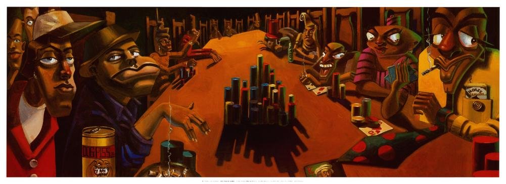 Poker Game Art Print by Justin Bua 36 x 13in