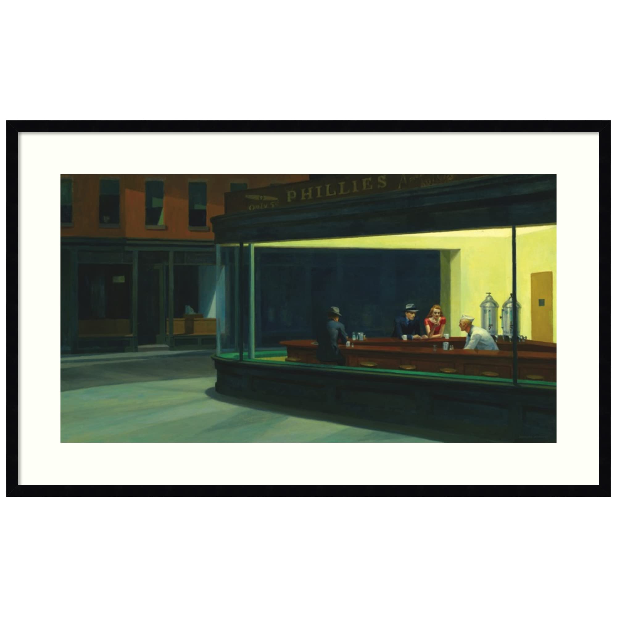 Amanti Art Wood Framed Wall Art Print Nighthawks 1942 by Edward Hopper