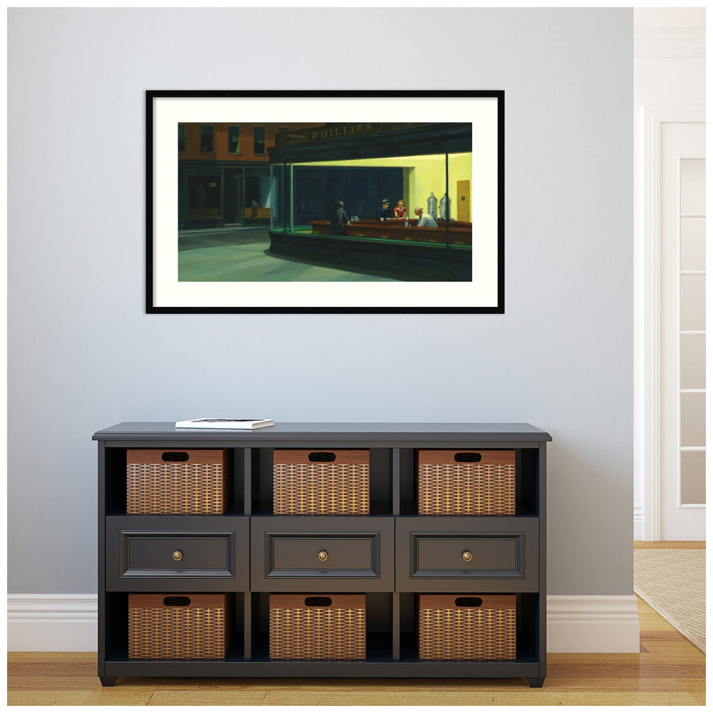 Amanti Art Wood Framed Wall Art Print Nighthawks 1942 by Edward Hopper