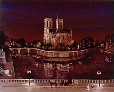 Le Chevet de Notre-Dame la Nuit by Michel Delacroix - 26 x 28 1/2 inches - Fine Art Print / Poster