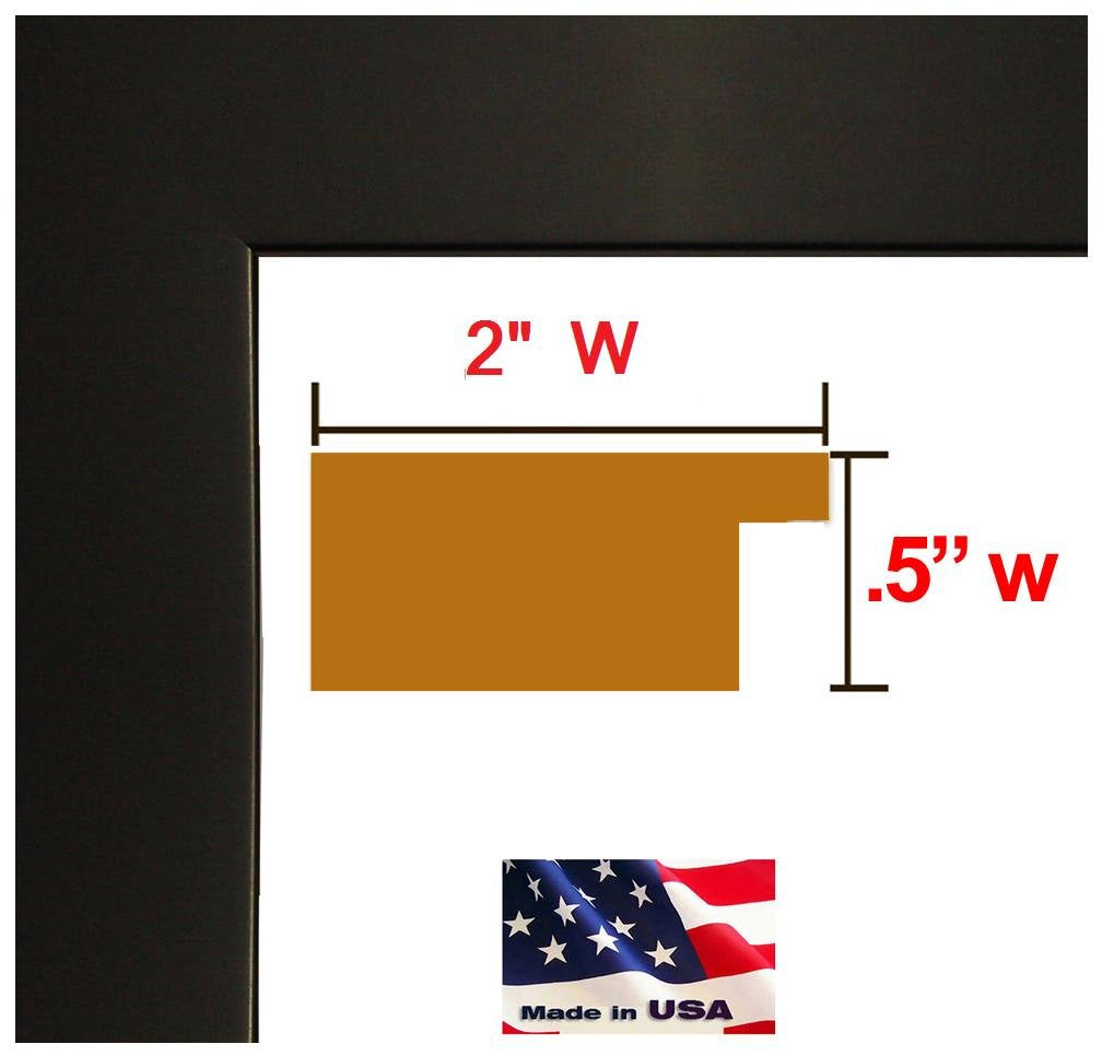 16x20 Custom Made to Order Matte Black PICTURE POSTER FRAME Solid Wood (2) Two inch WIDE MOULDING