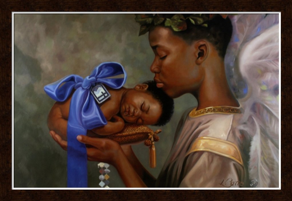 Heaven Sent BOY by Henry Battle 24x36 Black Art Print Poster African-American Black Framed Wood Composite MDF