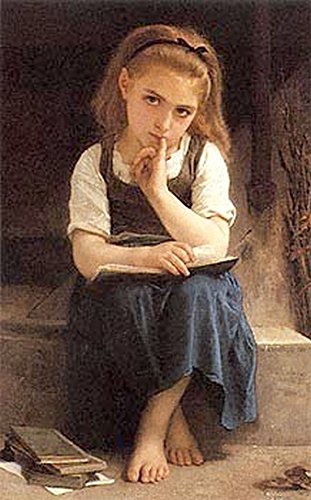 Pause for Thought by William-Adolphe Bouguereau - 31 x 21 inches - Fine Art Print / Poster