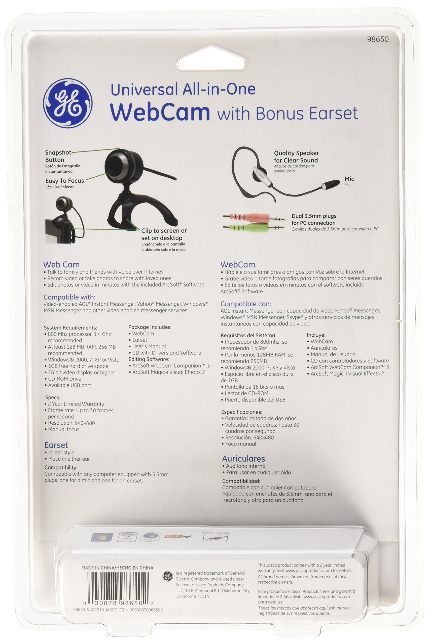 GE 98650 Webcam and Headset Kit