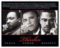 Thinker (Trio): Peace, Power, Respect Art Poster Print, (Overall Size: 10x8) (Image Size: 9.5x7.5) King Obama Malcom X