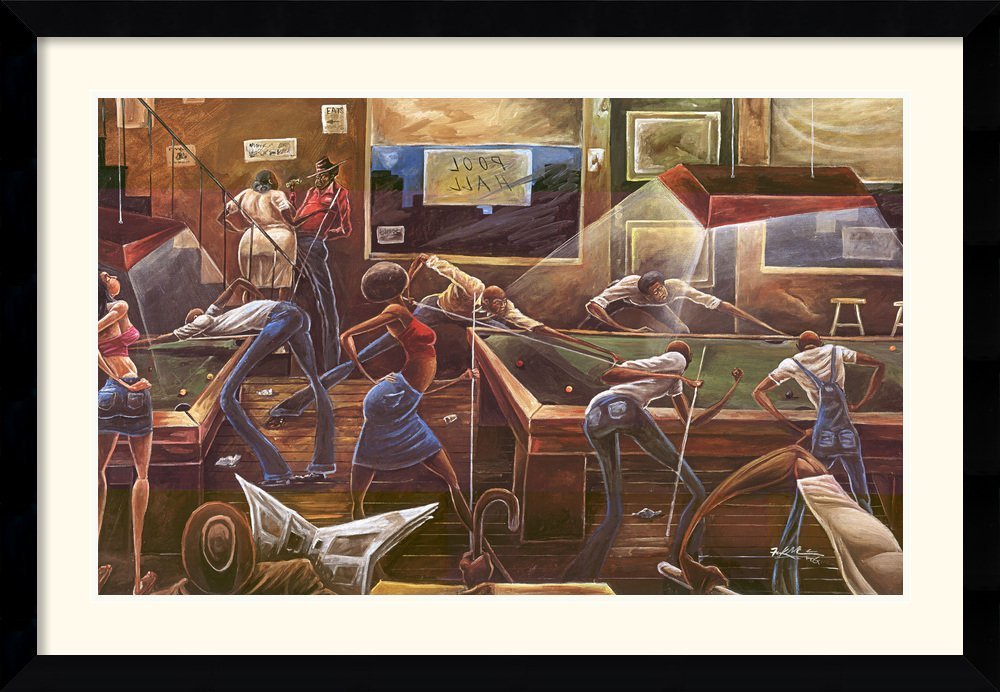 Framed Change for a Dollar (Pool Hall) by Frank Morrison 17x13 Art Print Poster Ethnic African American Interior Entertainment