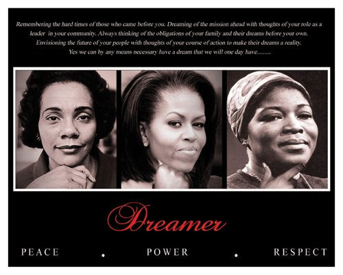 Dreamer (Trio): Peace, Power, Respect Art Print Poster (Overall Size: 10x8) (Image Size: 9.5x7.5) King Obama Shabazz