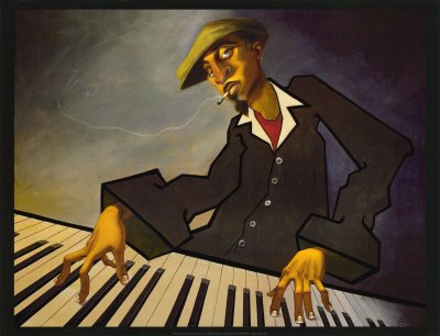 (26x34) Piano Man II Justin BUA art print POSTER urban NYC RARE