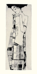 Gerti Schiele in a Plaid Garment Poster Print by Egon Schiele (20 x 40)