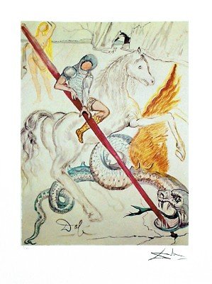 Saint George and the Dragon by Salvador Dali - 24 x 18 inches - Fine Art Print / Poster